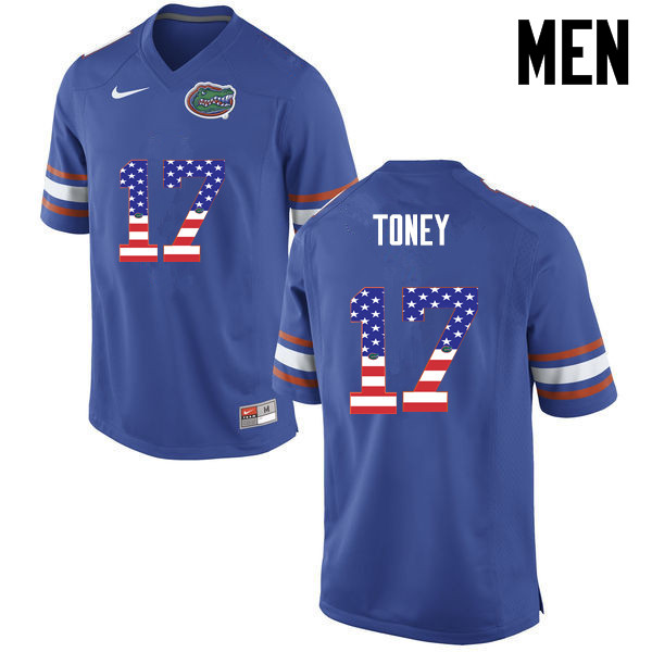 Men Florida Gators #17 Kadarius Toney College Football USA Flag Fashion Jerseys-Blue